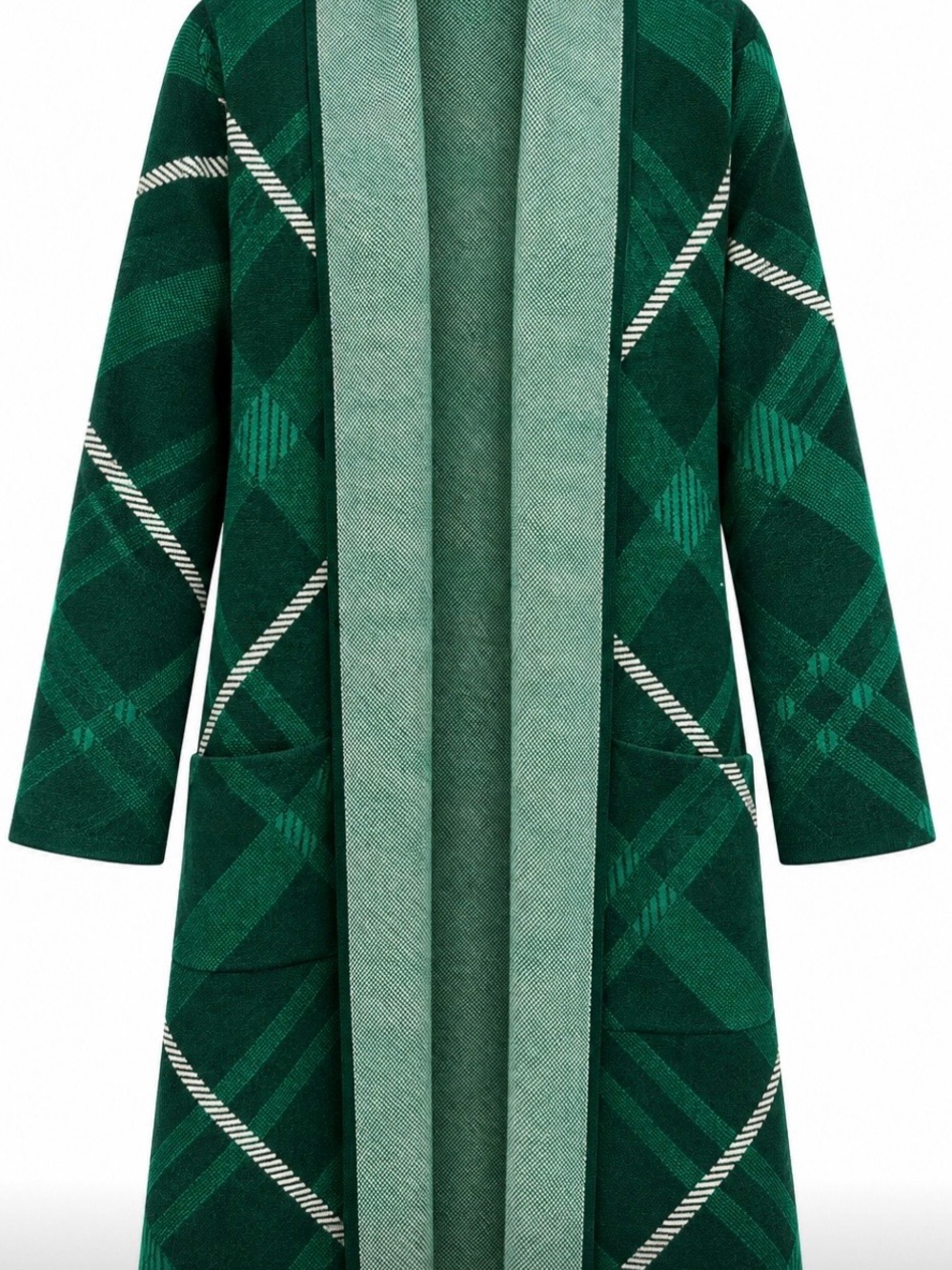 Liz Claiborne Emerald Plaid Open-Front Cardigan